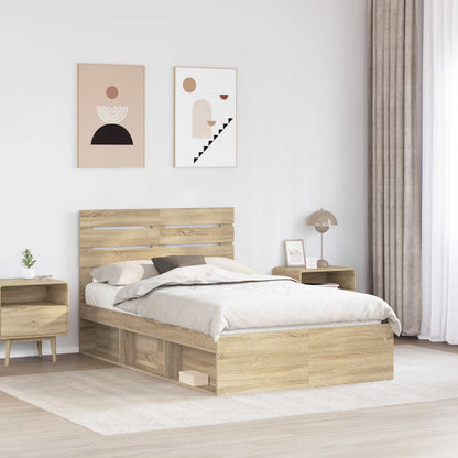 Bed Frame with Headboard Sonoma 120 x 190 cm Solid Pine Wood