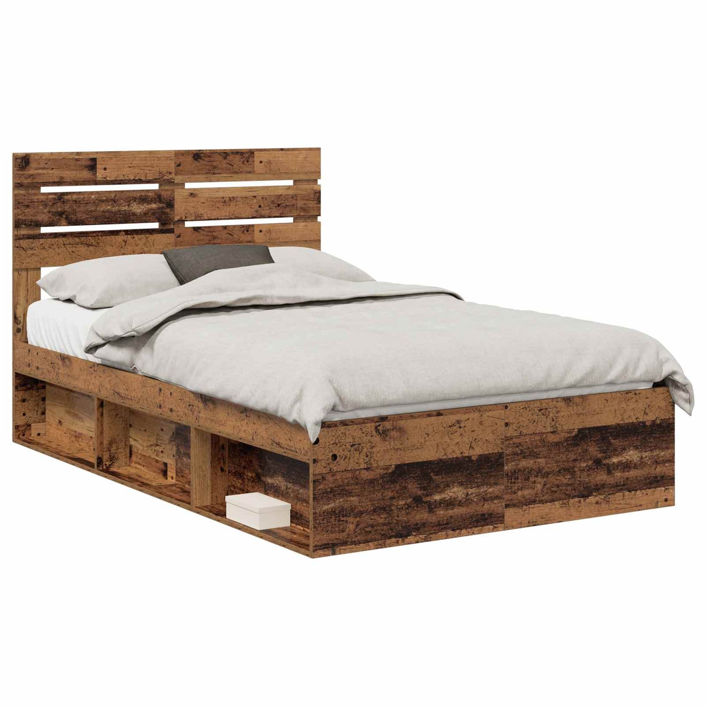 Bed Frame with Headboard Old Wood 120 x 190 cm Solid Pine Wood