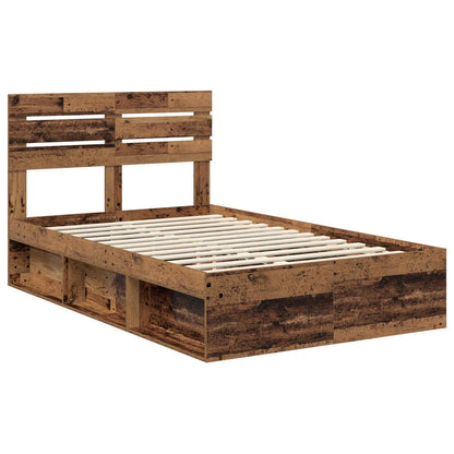 Bed Frame with Headboard Old Wood 120 x 190 cm Solid Pine Wood