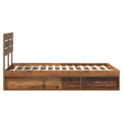 Bed Frame with Headboard Old Wood 120 x 190 cm Solid Pine Wood