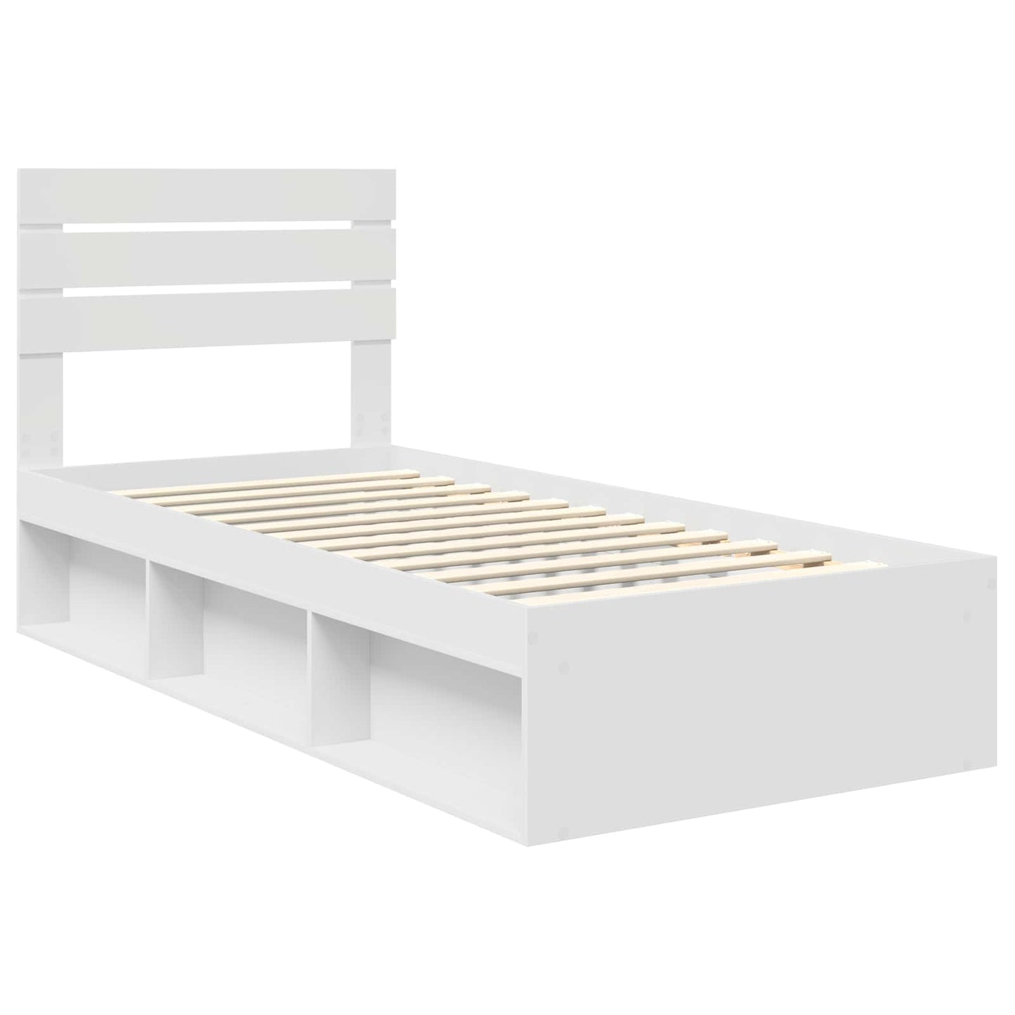 Bed Frame with Headboard White 100 x 200 cm Solid Pine Wood