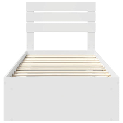 Bed Frame with Headboard White 100 x 200 cm Solid Pine Wood