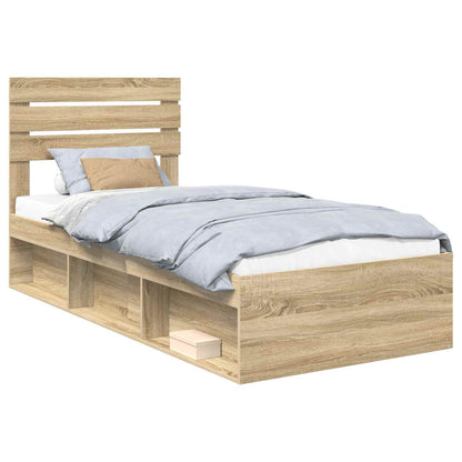 Bed Frame with Headboard Sonoma 100 x 200 cm Solid Pine Wood