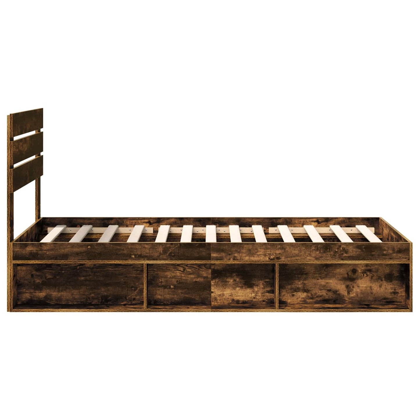 Bed Frame Smoked Oak 100 x 200 cm Solid Pine Wood