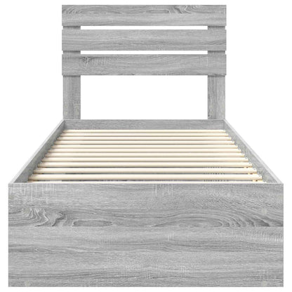 Bed Frame Grey Sonoma 100 x 200 cm Solid Pine Wood