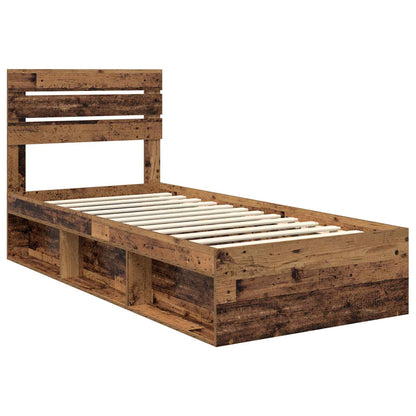 Bed Frame with Headboard Old Wood 100 x 200 cm Solid Pine Wood