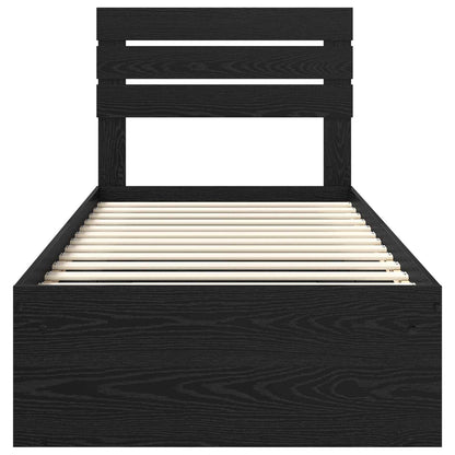 Bed Frame with Headboard Black 90 x 200 cm Solid Pine Wood