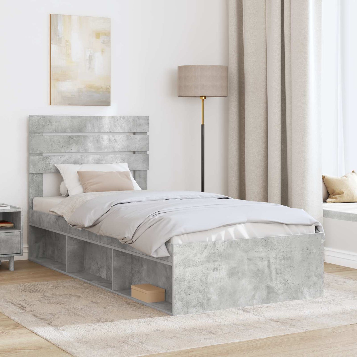 Bed Frame with Headboard Concerte 90 x 200 cm Solid Pine Wood
