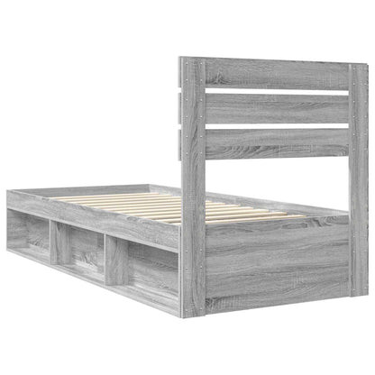 Bed Frame Grey Sonoma 90 x 200 cm Solid Pine Wood