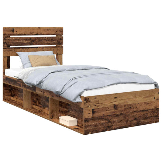 Bed Frame with Headboard Old Wood 90 x 200 cm Solid Pine Wood