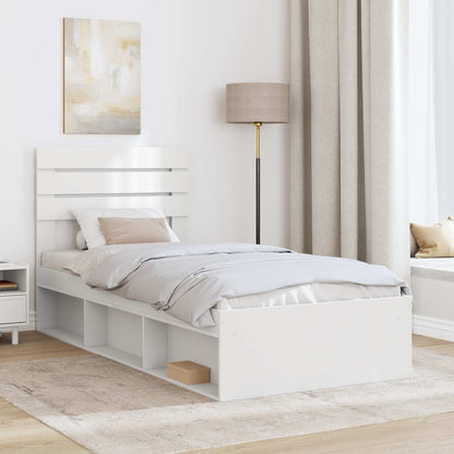 Bed Frame with Headboard White 90 x 190 cm Solid Pine Wood