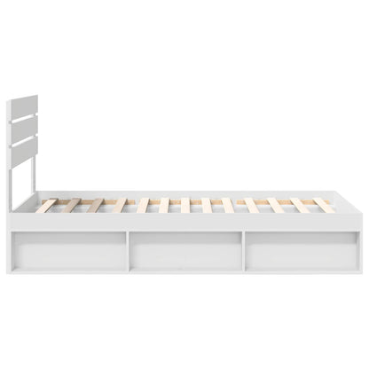 Bed Frame with Headboard White 90 x 190 cm Solid Pine Wood