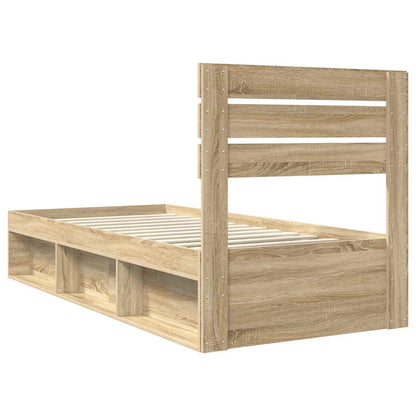 Bed Frame with Headboard Sonoma 90 x 190 cm Solid Pine Wood