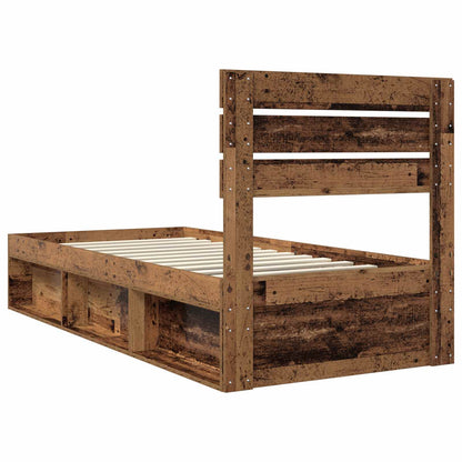 Bed Frame with Headboard Old Wood 90 x 190 cm Solid Pine Wood