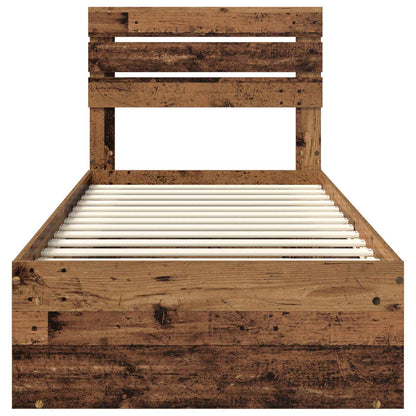 Bed Frame with Headboard Old Wood 90 x 190 cm Solid Pine Wood