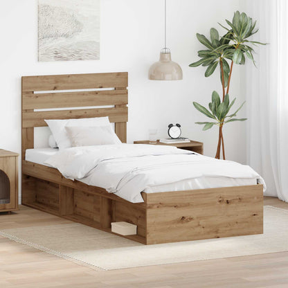 Bed Frame Artisian Oak 90 x 190 cm Solid Pine Wood
