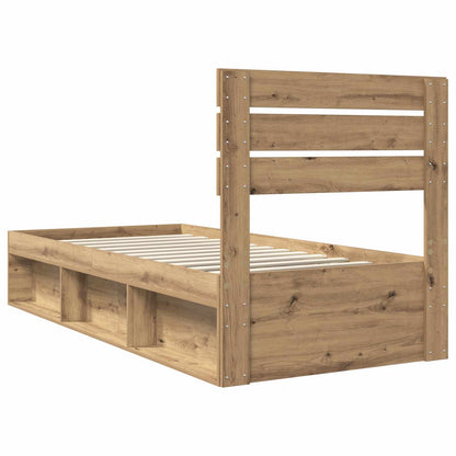 Bed Frame Artisian Oak 90 x 190 cm Solid Pine Wood