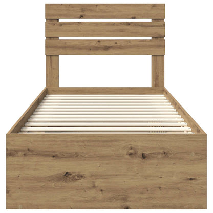 Bed Frame Artisian Oak 90 x 190 cm Solid Pine Wood