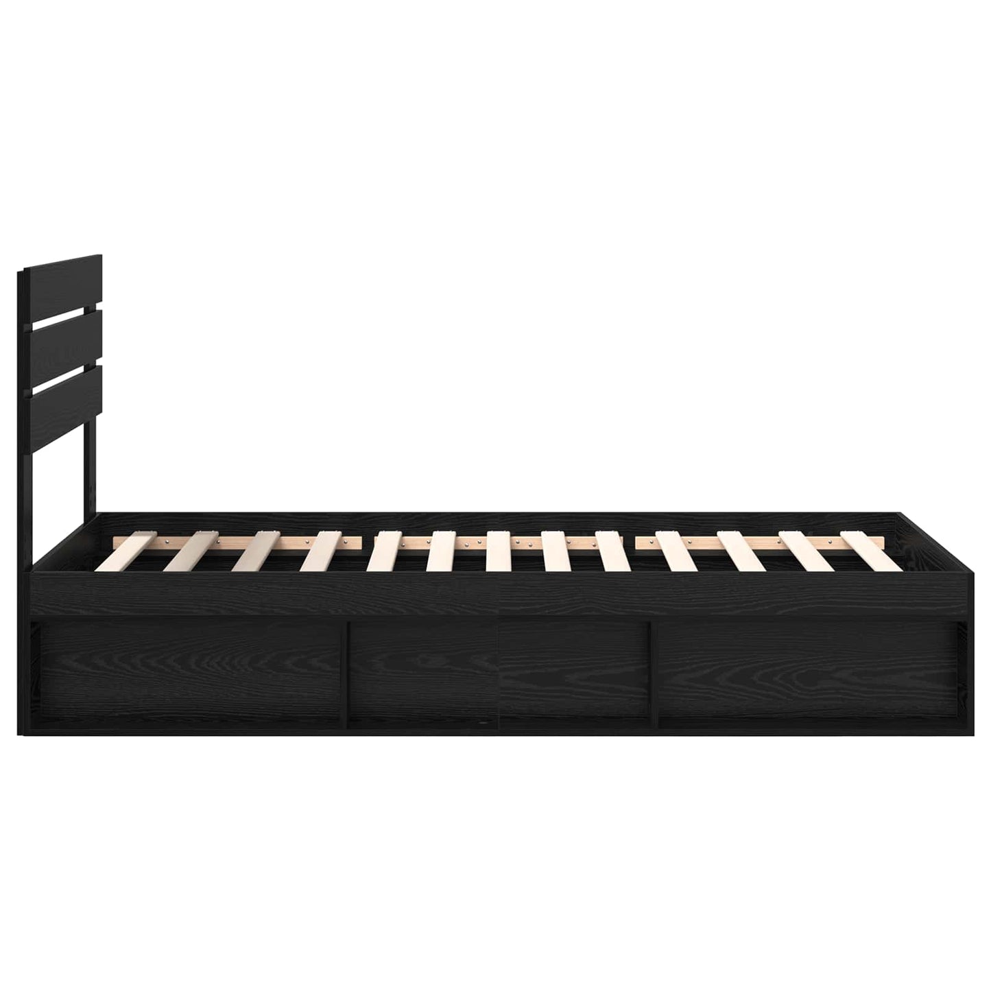 Bed Frame with Headboard Black 75 x 190 cm Solid Pine Wood