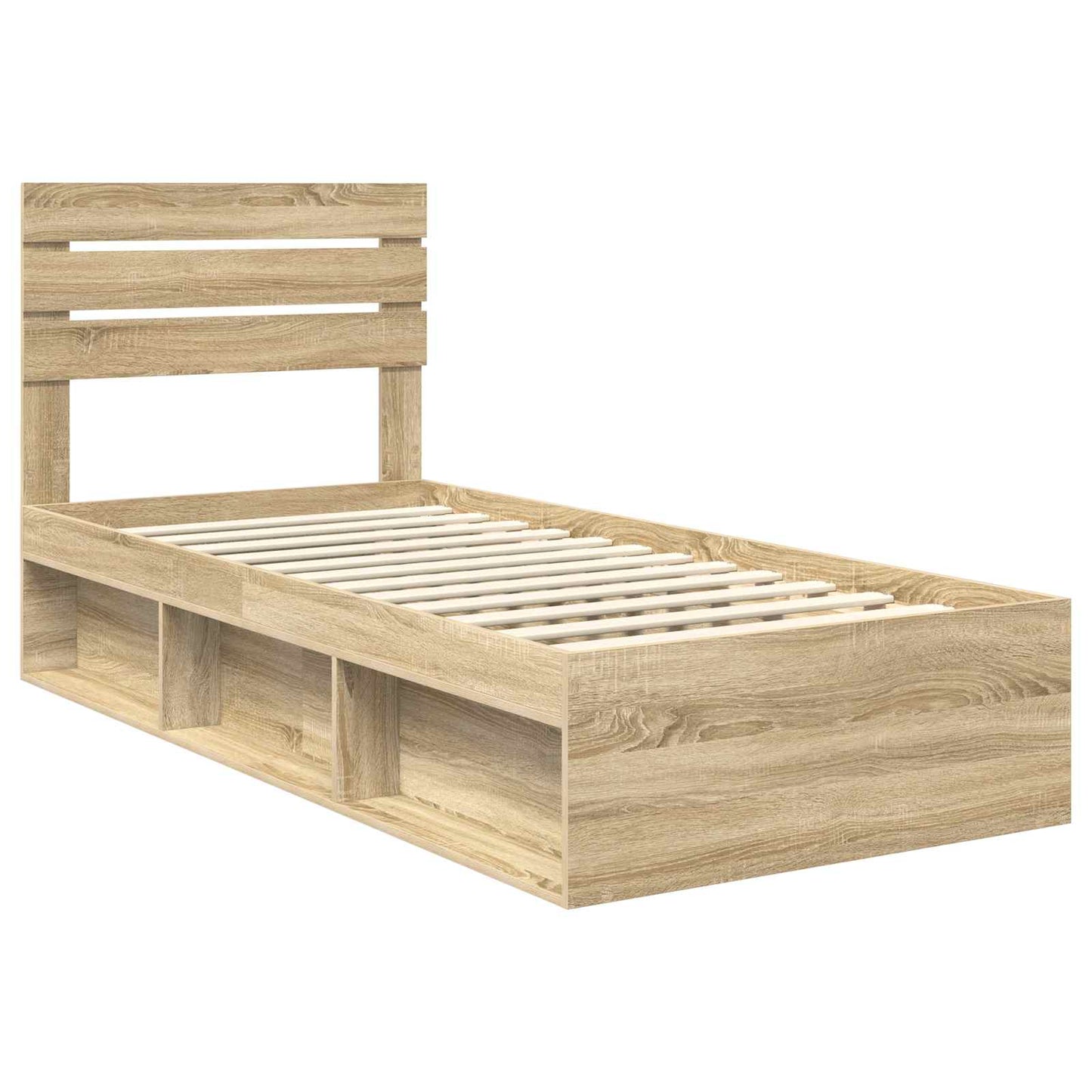 Bed Frame with Headboard Sonoma Oak 75 x 190 cm Solid Pine Wood