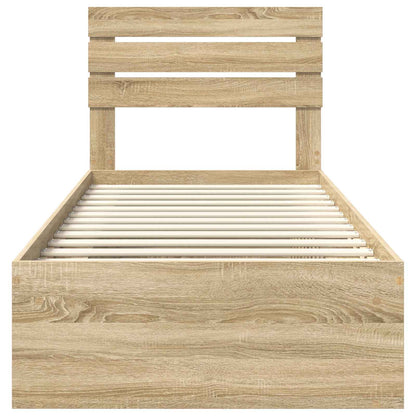 Bed Frame with Headboard Sonoma Oak 75 x 190 cm Solid Pine Wood