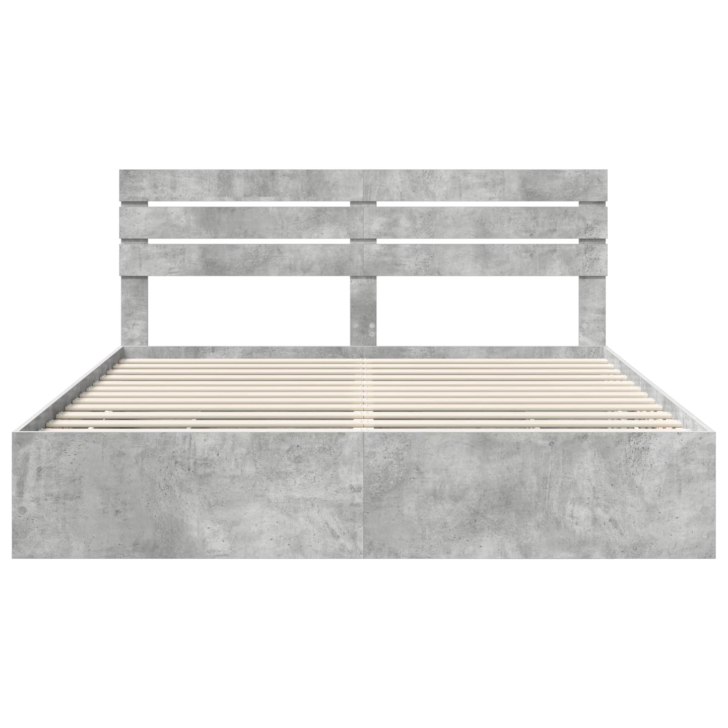Bed Frame with Drawer Concrete Grey 200 x 200 cm Engineer Wood