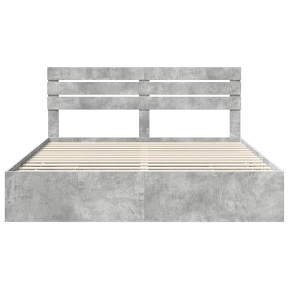Bed Frame with Drawer Concrete Grey 200 x 200 cm Engineer Wood