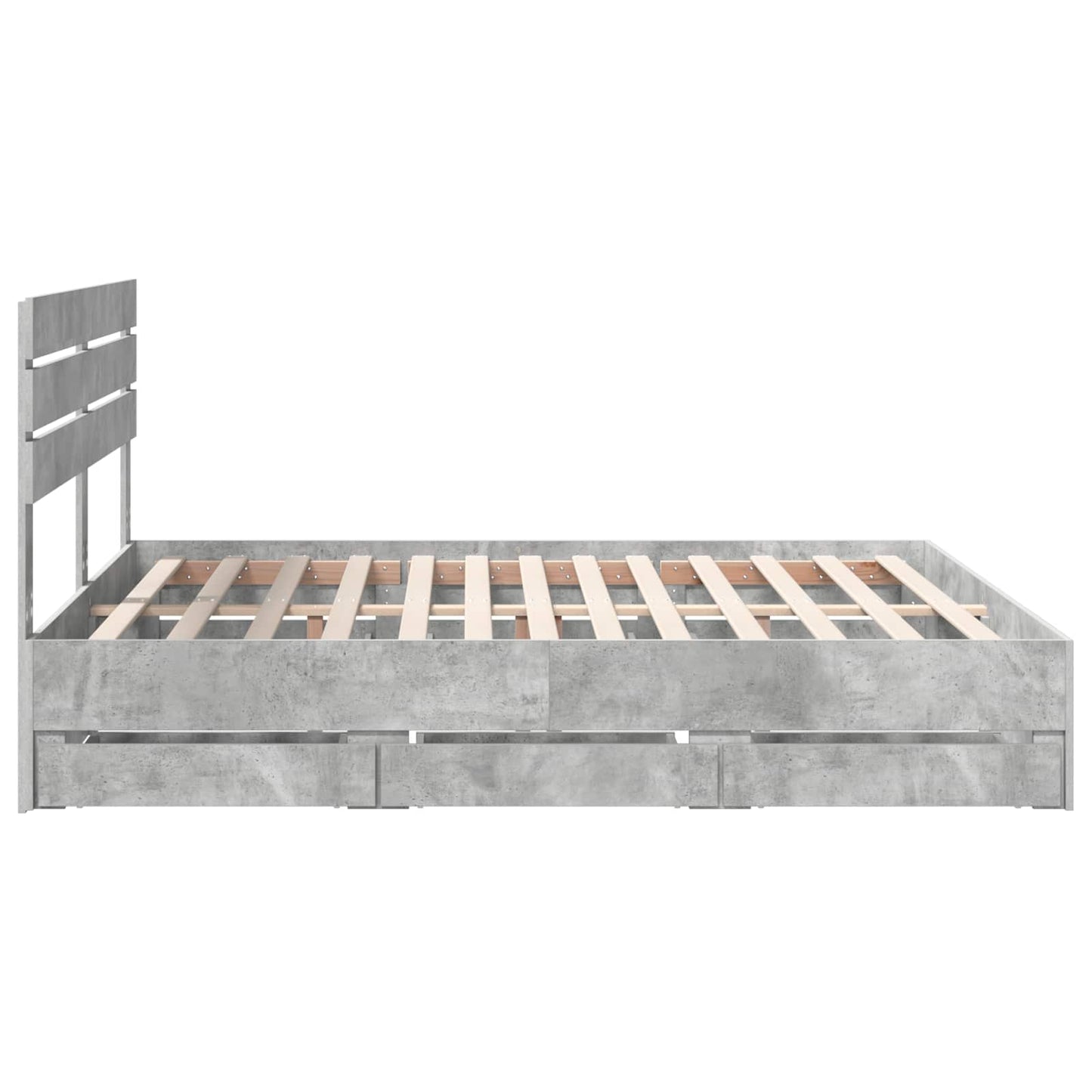 Bed Frame with Drawer Concrete Grey 200 x 200 cm Engineer Wood