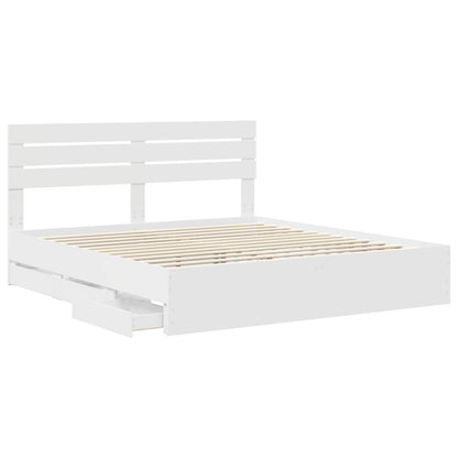 Bed Frame with Drawer White 180 x 200 cm Engineer Wood