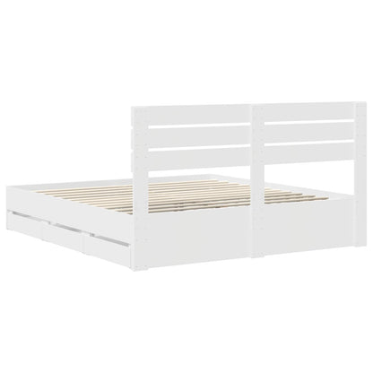 Bed Frame with Drawer White 180 x 200 cm Engineer Wood