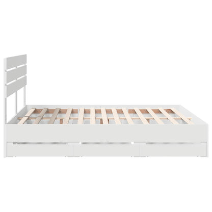 Bed Frame with Drawer White 180 x 200 cm Engineer Wood