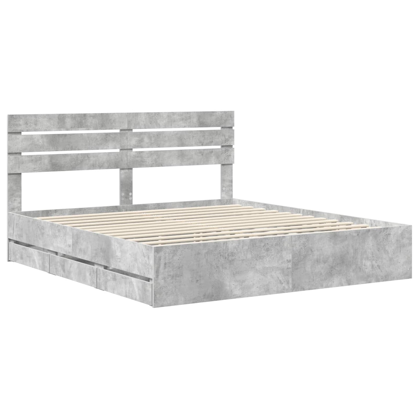 Bed Frame with Drawer Concrete Grey 180 x 200 cm Engineer Wood