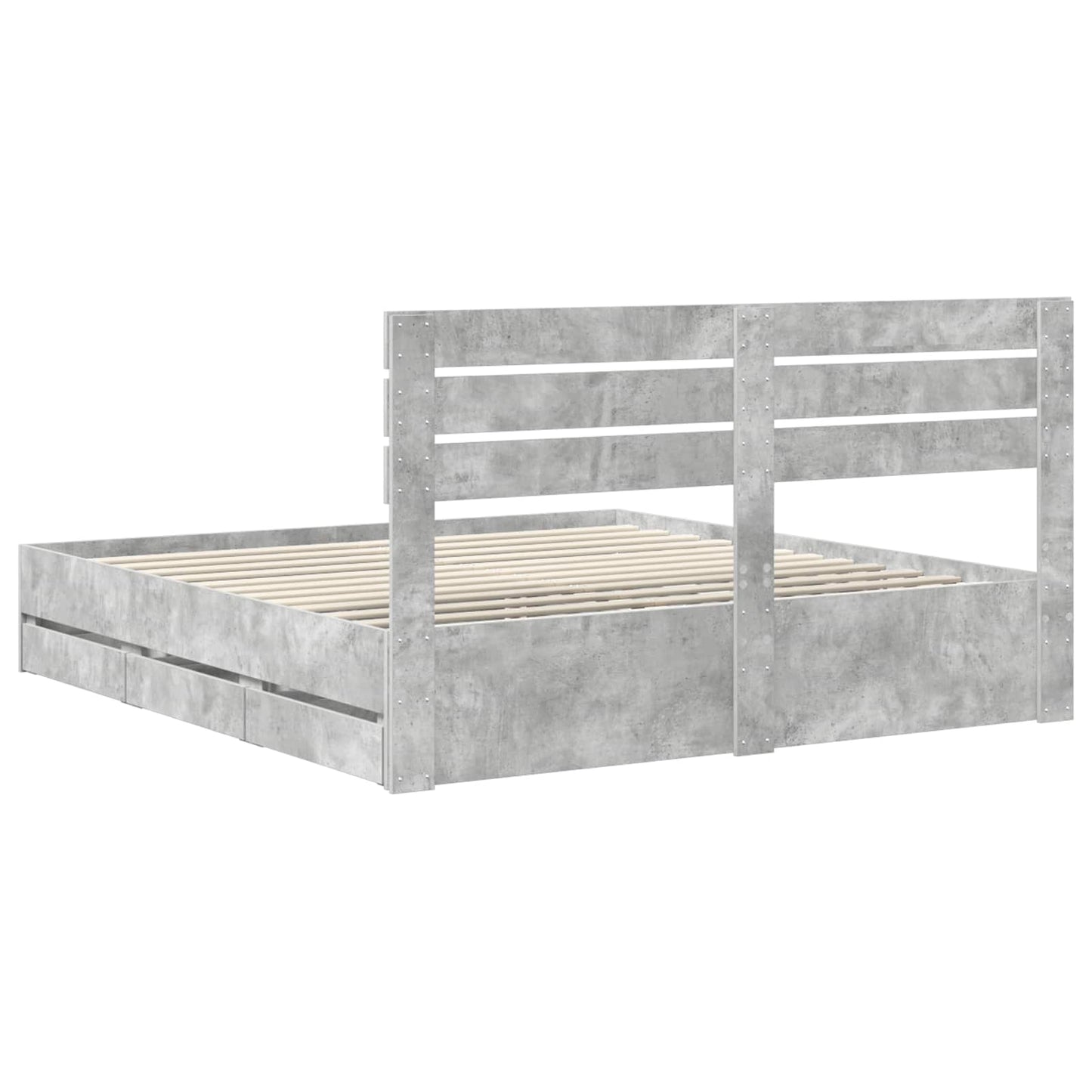 Bed Frame with Drawer Concrete Grey 180 x 200 cm Engineer Wood