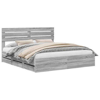 Bed Frame with Drawer Grey Sonoma 180 x 200 cm Engineer Wood