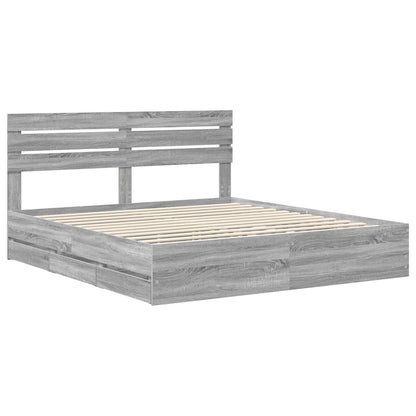 Bed Frame with Drawer Grey Sonoma 180 x 200 cm Engineer Wood