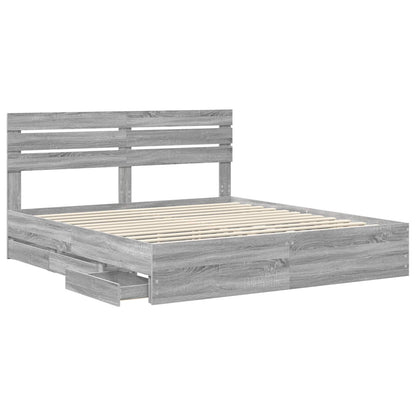 Bed Frame with Drawer Grey Sonoma 180 x 200 cm Engineer Wood