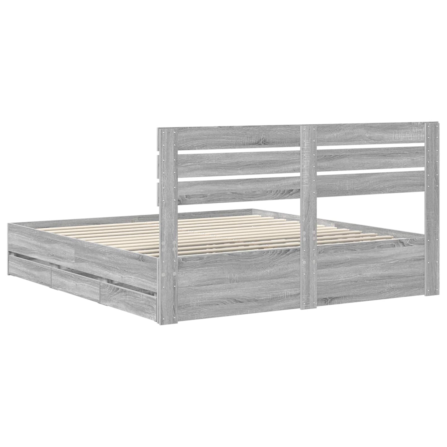 Bed Frame with Drawer Grey Sonoma 180 x 200 cm Engineer Wood