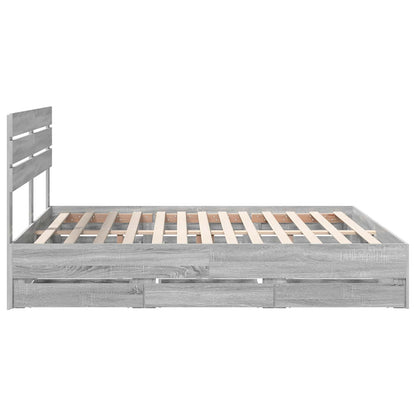 Bed Frame with Drawer Grey Sonoma 180 x 200 cm Engineer Wood