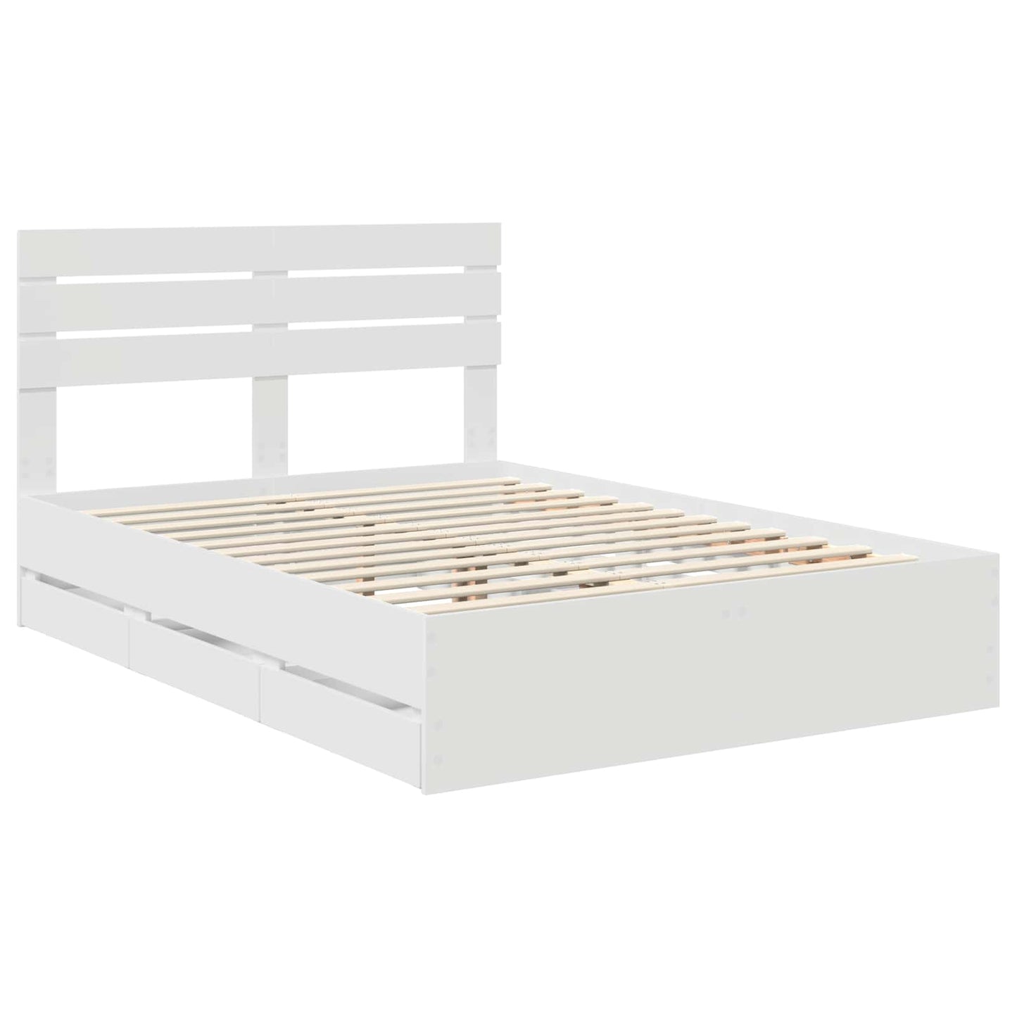 Bed Frame with Drawer White 160 x 200 cm Engineer Wood