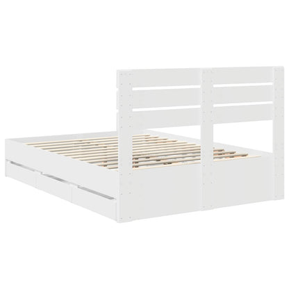 Bed Frame with Drawer White 160 x 200 cm Engineer Wood