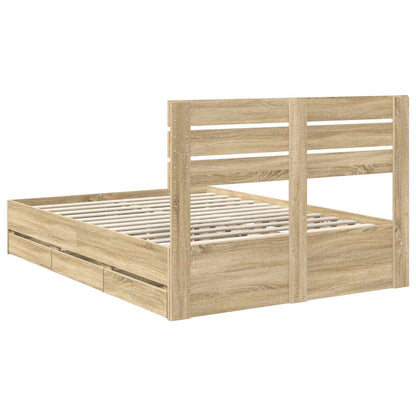 Bed Frame with Drawer Sonoma Oak 160 x 200 cm Engineer Wood
