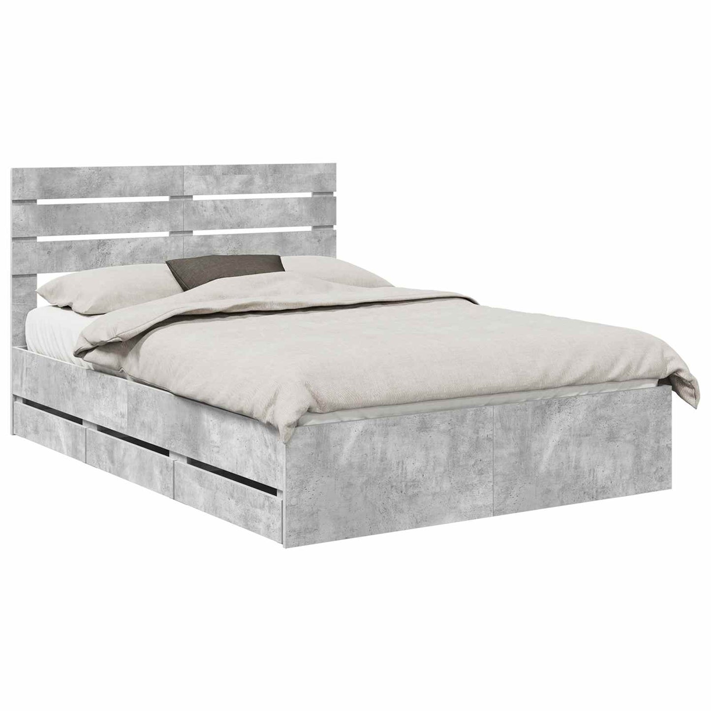 Bed Frame with Drawer Concrete Grey 160 x 200 cm Engineer Wood
