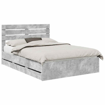 Bed Frame with Drawer Concrete Grey 160 x 200 cm Engineer Wood