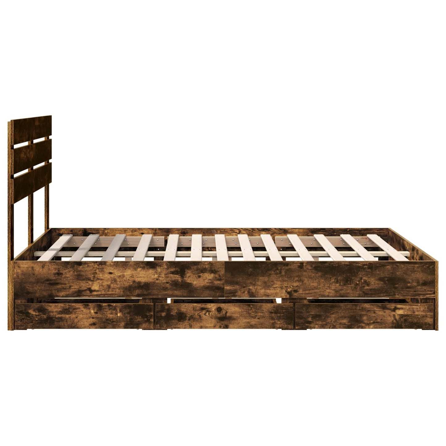 Bed Frame with Drawer Smoked Oak 160 x 200 cm Engineer Wood
