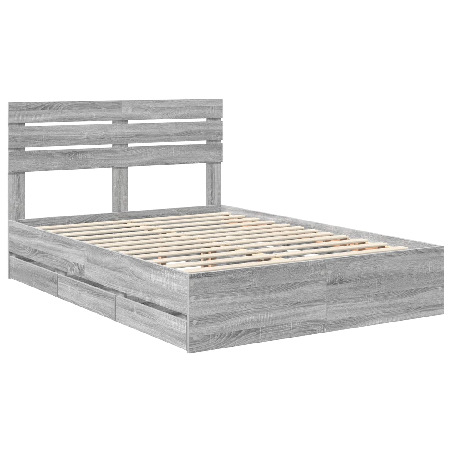 Bed Frame with Drawer Grey Sonoma 160 x 200 cm Engineer Wood