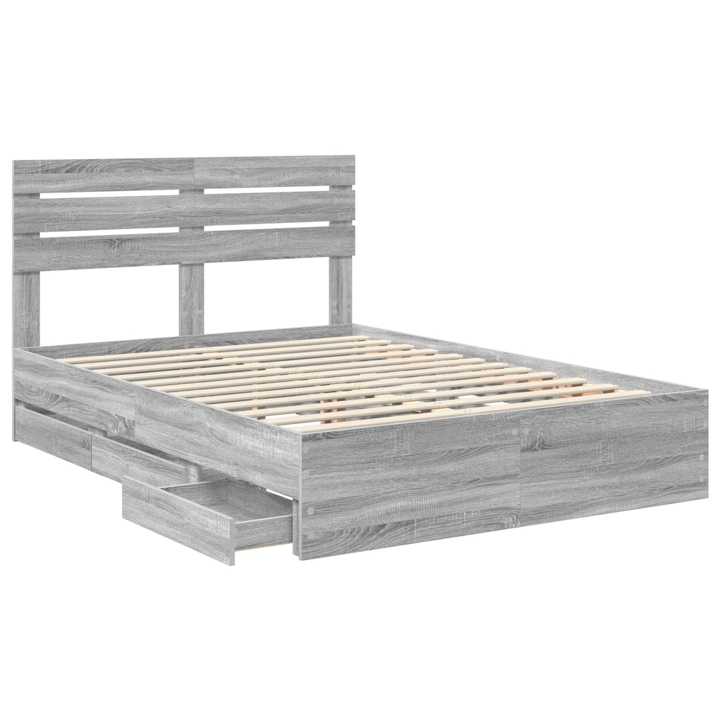Bed Frame with Drawer Grey Sonoma 160 x 200 cm Engineer Wood