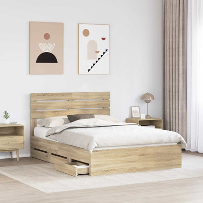 Bed Frame with Drawer Sonoma Oak 150 x 200 cm Engineer Wood