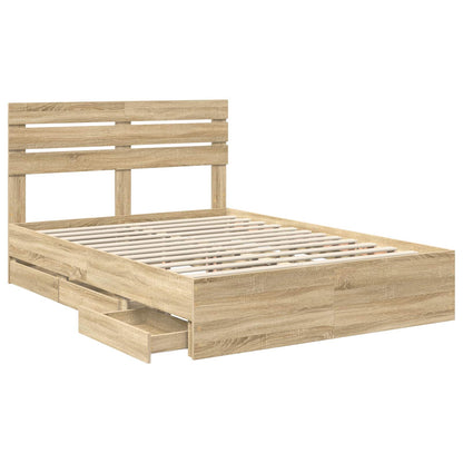 Bed Frame with Drawer Sonoma Oak 150 x 200 cm Engineer Wood