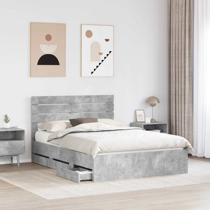 Bed Frame with Drawer Concrete Grey 150 x 200 cm Engineer Wood