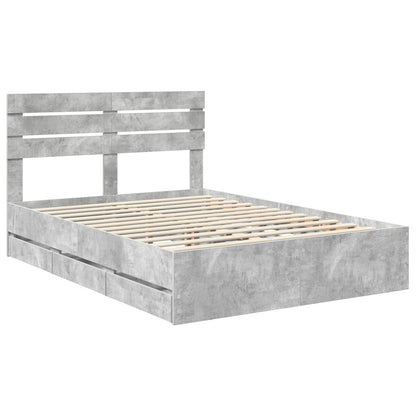 Bed Frame with Drawer Concrete Grey 150 x 200 cm Engineer Wood
